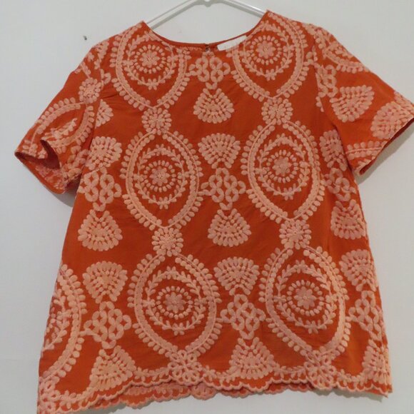 Anthropologie Eri + Ali Coral Embroidered Top XS - Picture 3 of 12